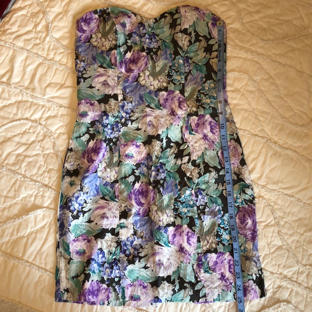 Vintage Floral strapless mini dress | S